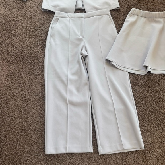 Express Lavender Scuba 3 Piece Pantsuit Oversized Blazer Trousers Skirt M 8 - Picture 4 of 16